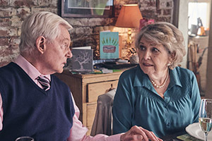 Last Tango In Halifax. Image shows from L to R: Alan (Derek Jacobi), Celia (Anne Reid)