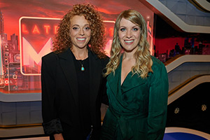 Late Night Mash. Image shows left to right: Michelle Wolf, Rachel Parris