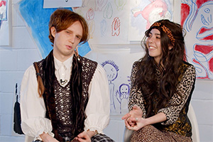 Laugh Lessons. Image shows from L to R: Sean (Alex Cubb), Billi (Remi May)