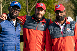 A League Of Their Own. Image shows left to right: Micah Richards, Jamie Redknapp, Romesh Ranganathan