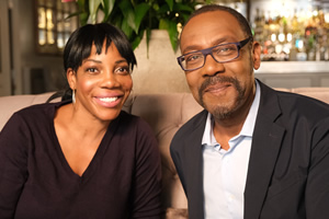 Lenny Henry's Race Through Comedy. Image shows from L to R: Jocelyn Jee Esien, Lenny Henry. Copyright: Douglas Road
