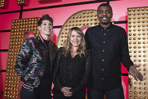 Live At The Apollo. Image shows from L to R: Suzi Ruffell, Kerry Godliman, Loyiso Gola. Copyright: Open Mike Productions