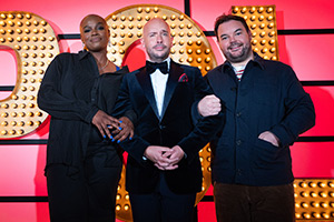 Live At The Apollo. Image shows left to right: Thanyia Moore, Tom Allen, Lloyd Griffith