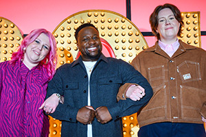 Live At The Apollo. Image shows left to right: Lindsey Santoro, Babatunde Aléshé, Chloe Petts