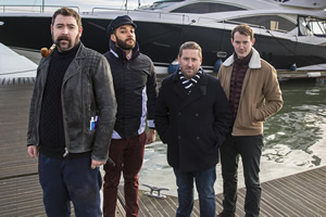 Loaded. Image shows from L to R: Watto (Nick Helm), Leon (Samuel Anderson), Josh (Jim Howick), Ewan (Jonny Sweet)