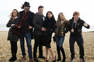 Lookalikes. Image shows from L to R: Hermione (Megan Flockhart), Russell Brand (Vlad Puscasu), David Beckham (Andy Harmer), Victoria Beckham (Camilla Shadbolt), Kate Moss (Denise Ohnona), Ed Sheeran (Ty Jones). Copyright: Knickerbockerglory