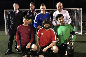 Lookalikes. Image shows from L to R: Sam Allardyce (Steve Wallbank), Lionel Messi (Ross Sampson), David Beckham (Andy Harmer), Jamie Vardy (Lee Chapman), George Best (Mark O'Hare), Mr Bean (Anton Georgiev), Sir Bobby Charlton (Donald). Copyright: Knickerbockerglory