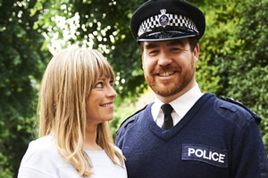 Marley's Ghosts. Image shows from L to R: Marley Wise (Sarah Alexander), Sergeant Hatfield (Stewart Wright)