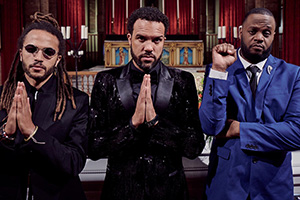 Maxxx. Image shows from L to R: Rico (Luti Fagbenle), Maxxx (O-T Fagbenle), Lucky (Javone Prince)