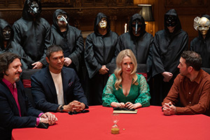 Meet The Richardsons. Image shows left to right: Jay Rayner, Rav Wilding, Lucy (Lucy Beaumont), Jon (Jon Richardson)