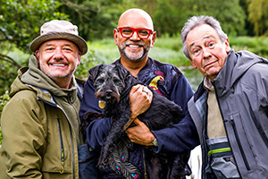 Mortimer & Whitehouse: Gone Fishing. Image shows left to right: Bob Mortimer, Anand Patel, Paul Whitehouse