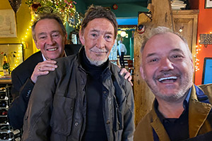 Mortimer & Whitehouse: Gone Fishing. Image shows from L to R: Paul Whitehouse, Chris Rea, Bob Mortimer. Copyright: Owl Power