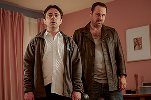 Mr Bigstuff. Image shows left to right: Glen (Ryan Sampson), Lee (Danny Dyer)