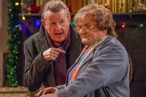 Mrs. Brown's Boys. Image shows from L to R: Clyde (Kevin Kennedy), Agnes Brown (Brendan O'Carroll)