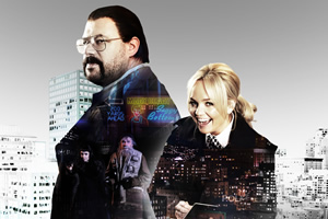 Murder In Successville. Image shows from L to R: DI Sleet (Tom Davis), Emma Bunton. Copyright: Tiger Aspect Productions