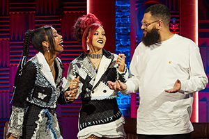 Never Mind The Buzzcocks. Image shows left to right: Amy Love, Georgia South, Jamali Maddix