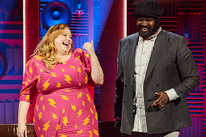 Never Mind The Buzzcocks. Image shows left to right: Amy Gledhill, Gregory Porter