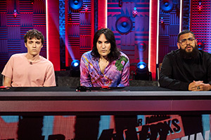 Never Mind The Buzzcocks. Image shows left to right: Sam Campbell, Noel Fielding, Jamali Maddix