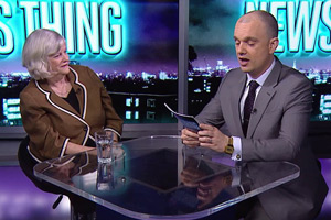 Sam Delaney's News Thing. Image shows from L to R: Ann Widdecombe, Sam Delaney