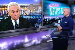 Sam Delaney's News Thing. Image shows from L to R: Roger Stone, Sam Delaney