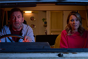 Not Going Out. Image shows left to right: Lee (Lee Mack), Lucy (Sally Bretton) Not Going Out. Image shows left to right: Lee (Lee Mack), Lucy (Sally Bretton)