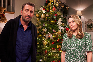 Not Going Out. Image shows from L to R: Lee (Lee Mack), Lucy (Sally Bretton)