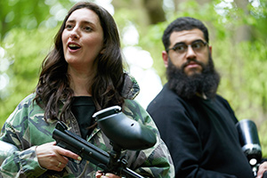 Outsiders. Image shows from L to R: Jessica Knappett, Jamali Maddix. Copyright: Renegade Pictures