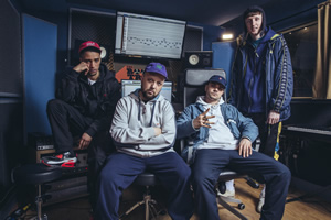 People Just Do Nothing. Image shows from L to R: Decoy (Daniel Sylvester Woolford), Beats (Hugo Chegwin), Grindah (Allan Mustafa), Steves (Steve Stamp). Copyright: Roughcut Television