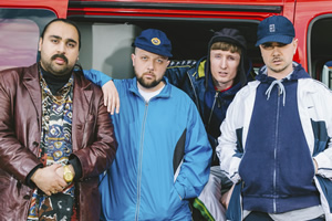 People Just Do Nothing. Image shows from L to R: Chabuddy G (Asim Chaudhry), Beats (Hugo Chegwin), Steves (Steve Stamp), Grindah (Allan Mustafa). Copyright: Roughcut Television
