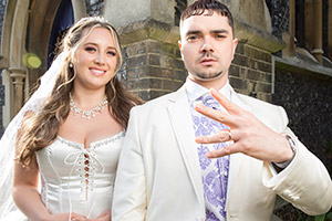 People Just Do Nothing. Image shows from L to R: Michelle (Lily Brazier), Grindah (Allan Mustafa). Copyright: Roughcut Television