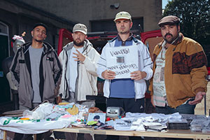 People Just Do Nothing. Image shows from L to R: Decoy (Daniel Sylvester Woolford), Beats (Hugo Chegwin), Grindah (Allan Mustafa), Chabuddy G (Asim Chaudhry). Copyright: Roughcut Television