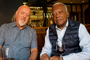 Perfect Pub Walks With Bill Bailey. Image shows left to right: Bill Bailey, Trevor McDonald