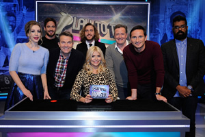 Play To The Whistle. Image shows from L to R: Katherine Ryan, Danny Cipriani, Bradley Walsh, Seann Walsh, Holly Willoughby, Piers Morgan, Frank Lampard, Romesh Ranganathan