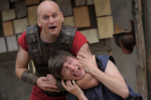 Plebs. Image shows from L to R: Hector (Ricky Champ), Marcus (Tom Rosenthal). Copyright: RISE Films