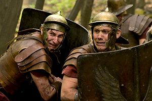 Plebs. Image shows left to right: Marcus (Tom Rosenthal), Jason (Jon Pointing). Credit: RISE Films