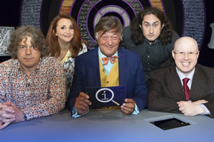 QI. Image shows from L to R: Alan Davies, Lucy Porter, Stephen Fry, Ross Noble, Matt Lucas. Copyright: TalkbackThames