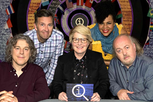 QI. Image shows from L to R: Alan Davies, Colin Lane, Sandi Toksvig, Desiree Burch, Bill Bailey. Copyright: TalkbackThames