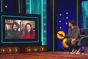 The Ranganation. Image shows from L to R: Nish Kumar, Rosie Jones, Romesh Ranganathan. Copyright: Zeppotron