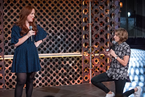 Roast Battle. Image shows from L to R: Catherine Bohart, Sarah Keyworth