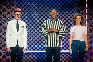 Roast Battle. Image shows from L to R: Rhys Nicholson, Brian Moses, Felicity Ward