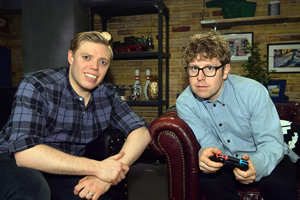 Rob Beckett's Playing For Time. Image shows from L to R: Rob Beckett, Josh Widdicombe. Copyright: Rumpus Media