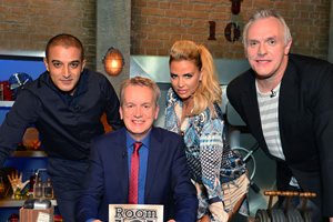 Room 101. Image shows from L to R: Adil Ray, Frank Skinner, Katie Price, Greg Davies. Copyright: Hat Trick Productions