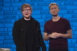 The Russell Howard Hour. Image shows from L to R: Ed Sheeran, Russell Howard. Copyright: Avalon Television