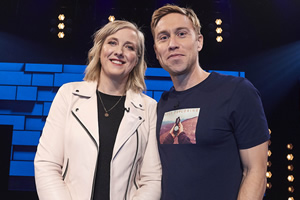 The Russell Howard Hour. Image shows from L to R: Carole Cadwalladr, Russell Howard. Copyright: Avalon Television