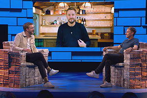 The Russell Howard Hour. Image shows from L to R: Iain Stirling, Russell Howard. Copyright: Avalon Television