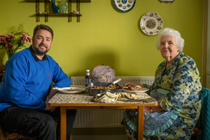 Scarborough. Image shows from L to R: Mike (Jason Manford), Marion (Stephanie Cole)