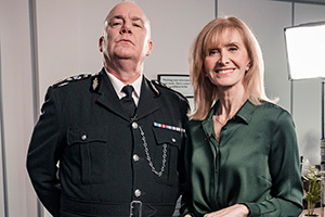 Scot Squad. Image shows left to right: Chief Commissioner Cameron Miekelson (Jack Docherty), Jackie Bird