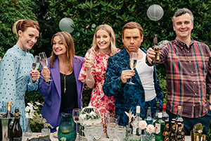 The Scotts. Image shows left to right: Vonny Scott (Shauna MacDonald), Margie Grant (Simone Lahbib), Laura Scott (Sharon Young), Vincent Scott (Robert Florence), Henry Scott (Iain Connell)