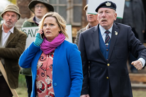 Shakespeare & Hathaway - Private Investigators. Image shows from L to R: Luella Shakespeare (Jo Joyner), Major Terence Benedick (Christopher Timothy)