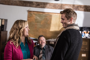 Shakespeare & Hathaway - Private Investigators. Image shows from L to R: Luella Shakespeare (Jo Joyner), Frank Hathaway (Mark Benton), Rory Harrison (Ed Brody)